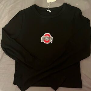 OSU Black Long Sleeve Barely Cropped Tee